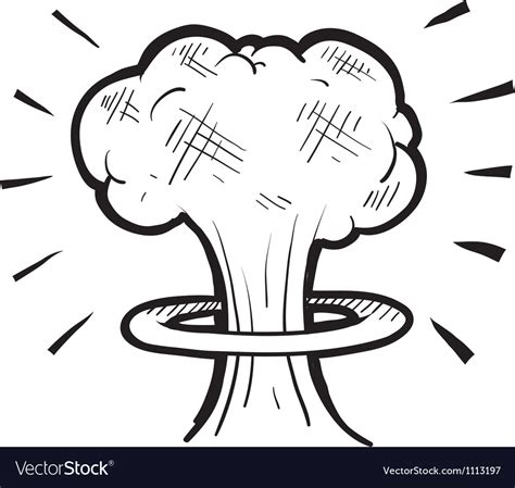 Doodle nuke explosion cloud Royalty Free Vector Image