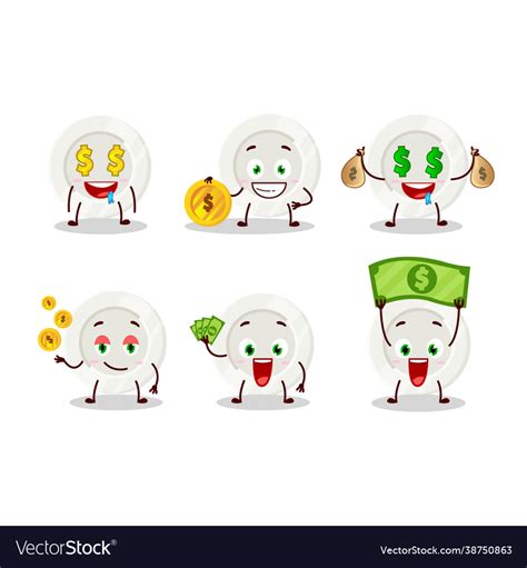 White plate cartoon character with cute emoticon Vector Image