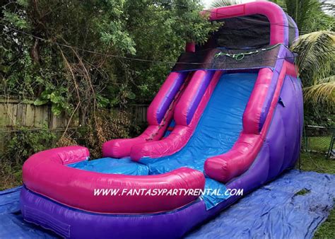 Pink Slide Wet Or Dry, Single Lane, 18FT H. – Fantasy Party Rental