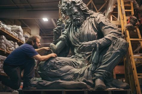 Premium AI Image | Sculptor Chiseling a Masterpiece from Stone