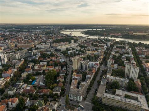 The Aerial View of Central Part of Novi Sad, Serbia in Dawn Light Stock ...