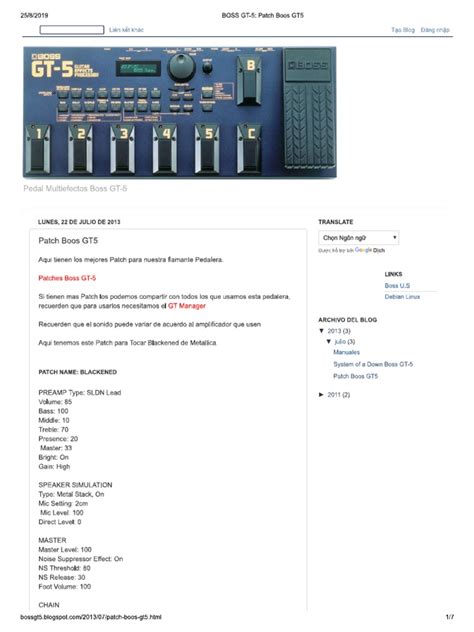 Boss Gt-5 - Patch Boos Gt5 | PDF