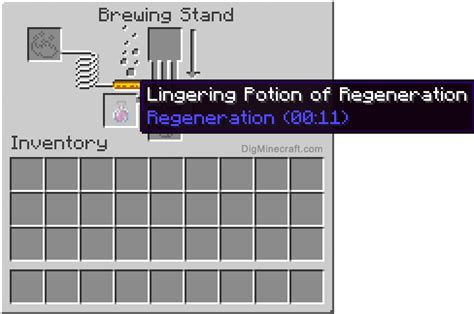 How to make a Lingering Potion of Regeneration (0:11) in Minecraft