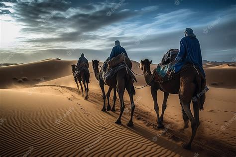 Premium AI Image | Camels in the sahara desert, morocco