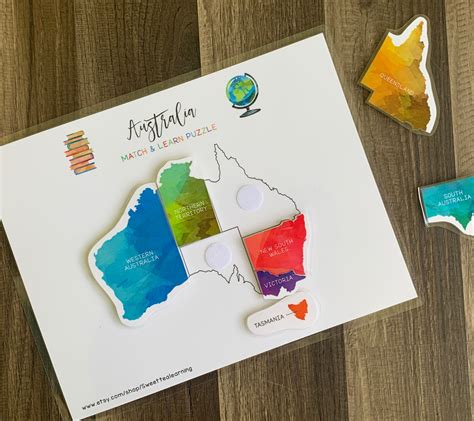 Australia Map Puzzle World Locations Geography Homeschool | Etsy