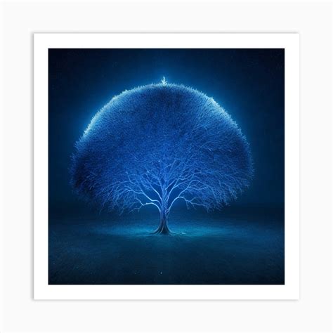 Blue Tree Art Print by C E R - Fy