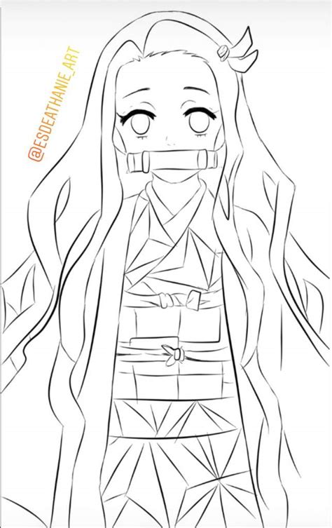 Nezuko line art | Anime Amino