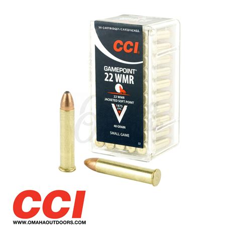 CCI GamePoint Ammo 22 WMR 40 gr Jacketed SP 50 Round Box 22 - Omaha ...