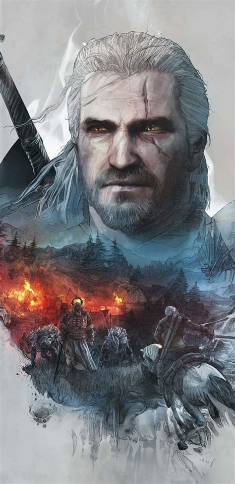 Download Pixel 3xl The Witcher 3 Background Burning | Wallpapers.com