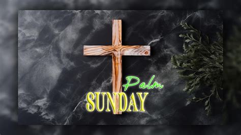 Premium PSD | Palm sunday with cross jesus