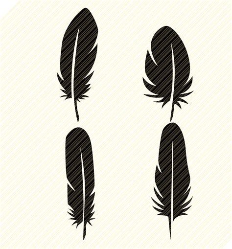 Materials Clip Art & Image Files Feather Cut Files For Silhouette Feather SVG Svg Eps Dxf Black ...