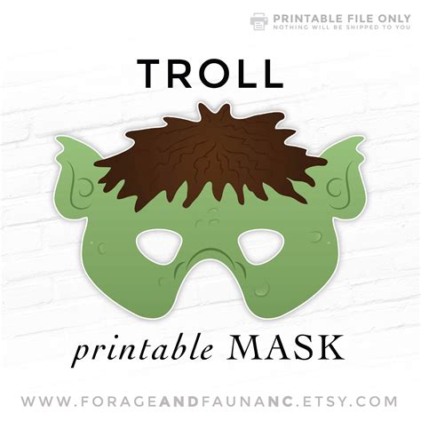 Halloween Mask Printable Mask Troll Mask Monster Mask Fairy Tale Photo ...