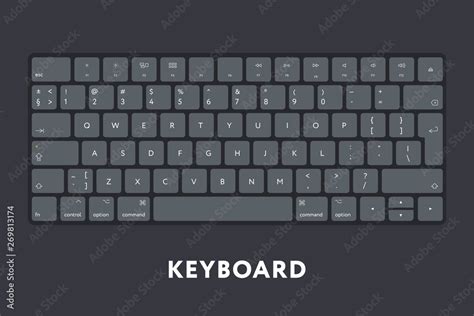 Modern Computer Desktop Laptop Keyboard Keypad. Dark Buttons Keys ...