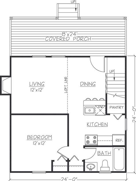 24x24 floor plan | Cabin plans with loft, Cabin floor plans, Loft floor plans