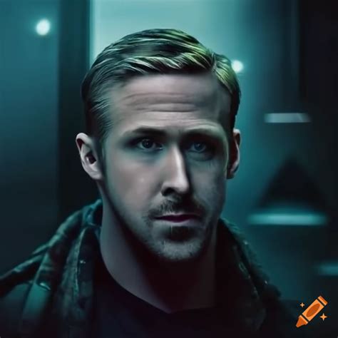 Photorealistic image of ryan gosling crying in blade runner 2049