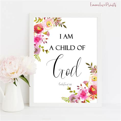 I Am A Child of God Bible Verse Prints Galatians 3 26 | Etsy