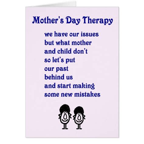 Mother's Day Therapy - a funny Mother's Day Poem Card | Zazzle.com