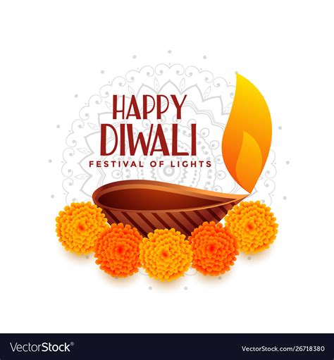 Happy diwali festival light with diya design Vector Image