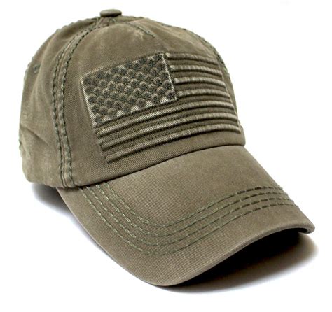 Classic Low Profile USA Vintage Flag Ball Cap, Washed Army Olive – Caps 'N Vintage