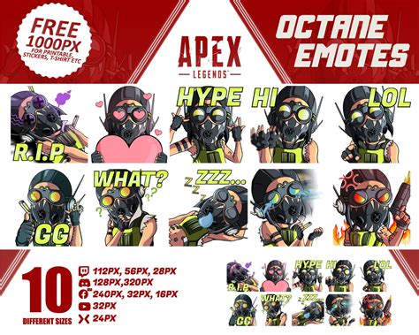 Apex Legends Twitch Emotes Pack, Octane Apex Legends Twitch Emotes, Twitch Emotes For Streamer ...