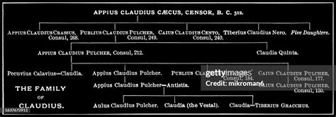 Old Engraved Diagram Of Family Tree Of The Family Of Claudius High-Res ...