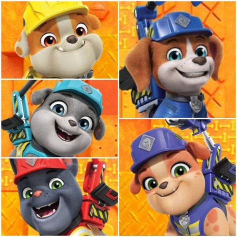 four different pictures of the same character from paw patrol