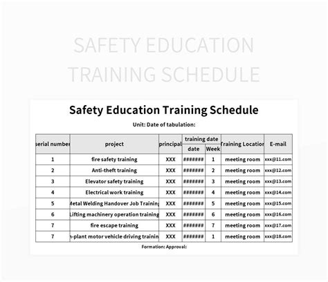 Safety Education Training Schedule Excel Template And Google Sheets ...