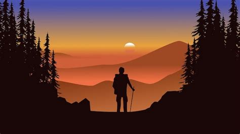 Mountain Hiker Silhouette Clipart