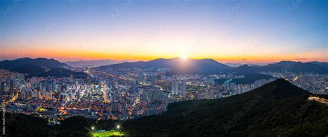 Busan City Panorama and Downtown skyline in Busan. and the sunset sky,South Korea travel. Stock ...