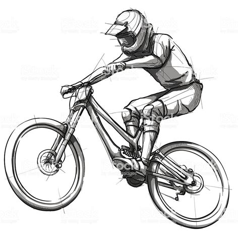 Vector illustration of a cyclist. In the style of drawing | Bike illustration, Bike drawing ...