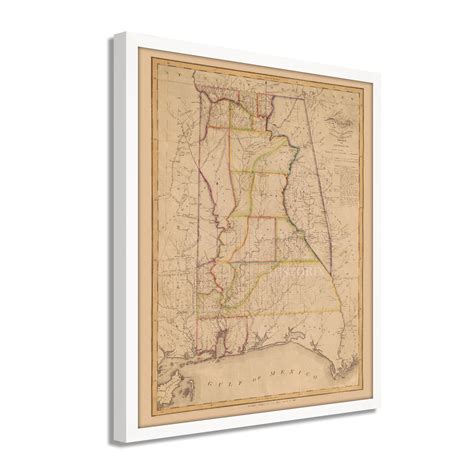 1819 Alabama Map - Framed Vintage Alabama Map - Old Alabama Wall Art Poster | eBay