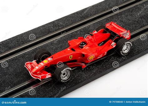 Slot Car Racing Track with Red Formula One Car Editorial Image - Image ...