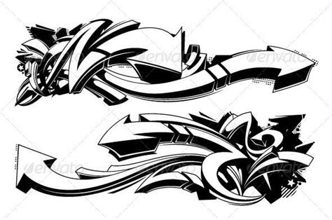 Black and White Graffiti Backgrounds with Decorative Symbols