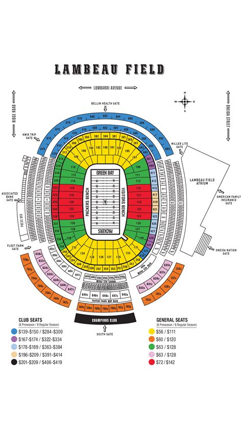 Lambeau Field Gates Map - Map Of The World