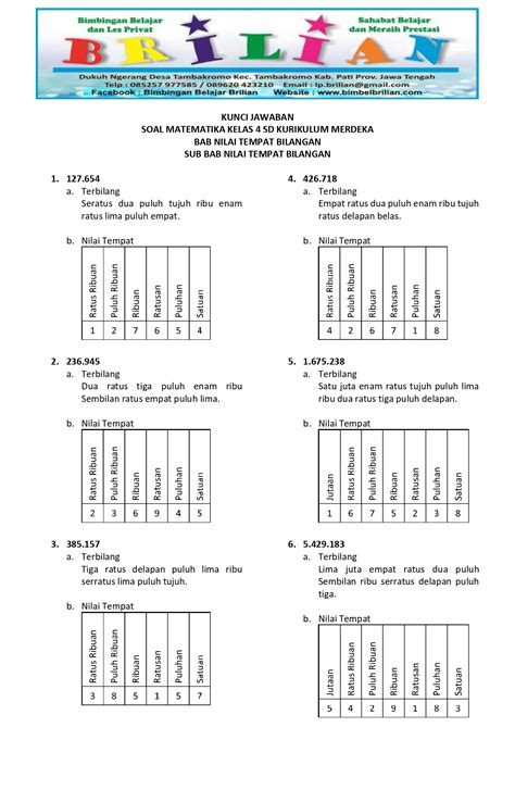 Latihan Soal Bilangan Cacah Besar Vol 1 Bab 1 Hal 21 Matematika Kelas 4 - Riset