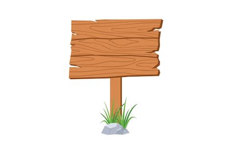 Premium Vector | Wooden sign vector design with grass and stones below