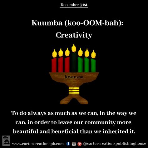 Habari gani? Kuumba! Kwanzaa Founder Maulana Karenga describes kuumba two ways: "an original act ...