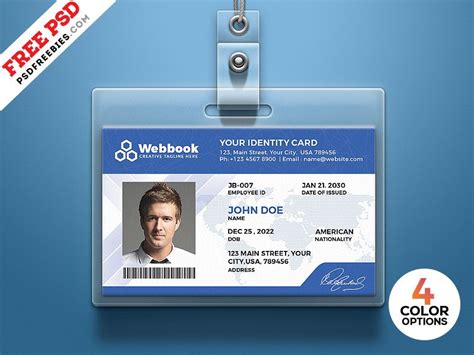 Free ID Card Template PSD Set | Id card template, Employee id card, Card templates free