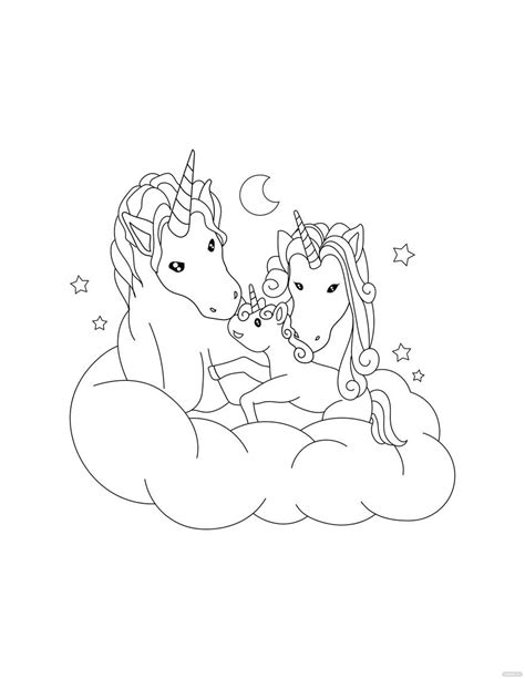 Unicorn Family Coloring Page in Illustrator, PDF, SVG, JPG, EPS, PNG - Download | Template.net