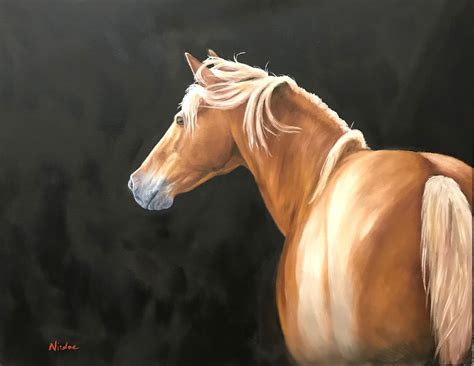 Original equine art horse oil painting Halflinger Palomino Lights 22x28