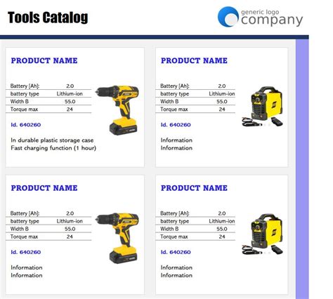 Excel Catalog Template