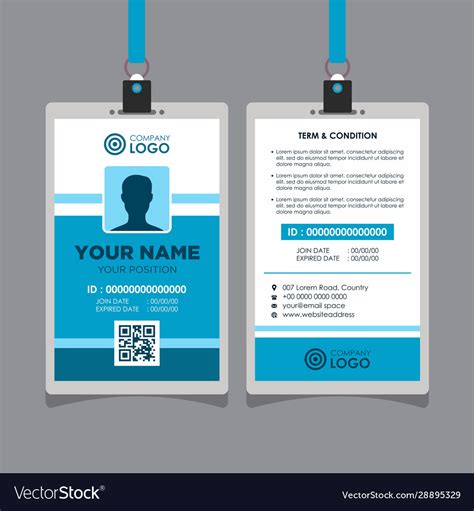 Simple blue id card design template Royalty Free Vector