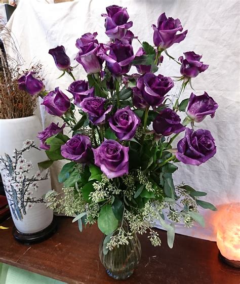 Deeply Violet Rose Bouquet by Edgewood Flowers | Beautiful flower arrangements, Rose bouquet ...