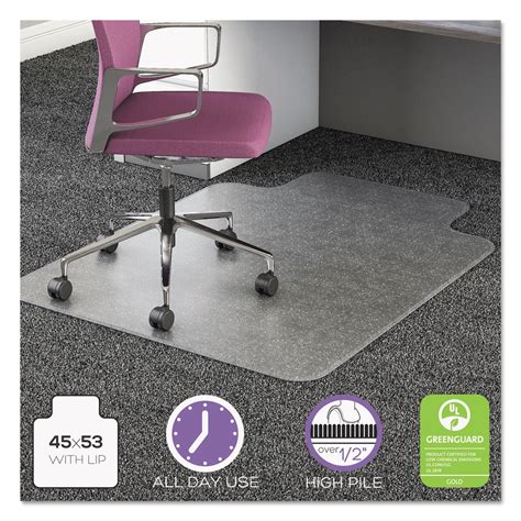 Deflecto UltraMat 45 x 53 Chair Mat for High Pile Carpet, Rectangular ...