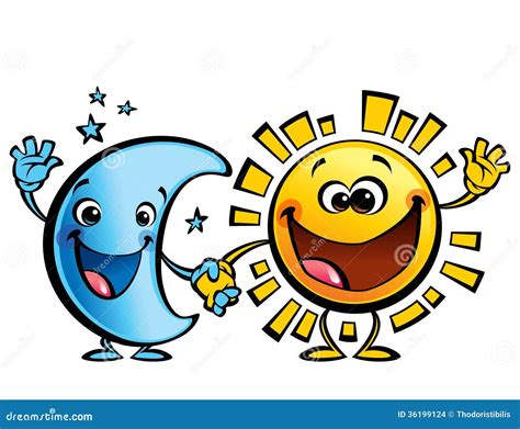 Sun and Moon Best Friends Baby Cartoon Characters Stock Vector ...