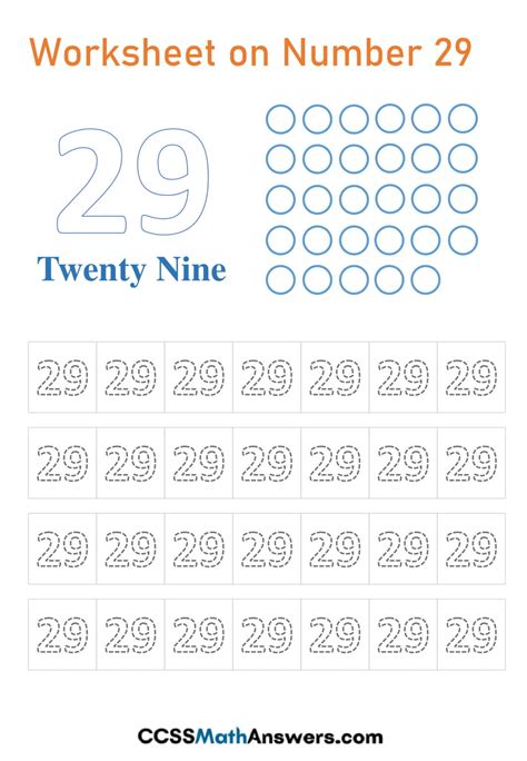 Worksheet on Number 29 | Free Number 29 Tracing, Writing, Counting Worksheets for Preschool ...