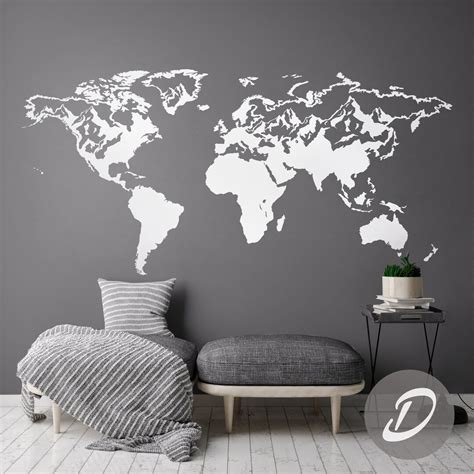 Map of the World Decal Wall Map Decal World Map Sticker World - Etsy