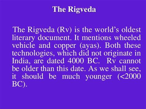 Rigveda: Chronology and geography