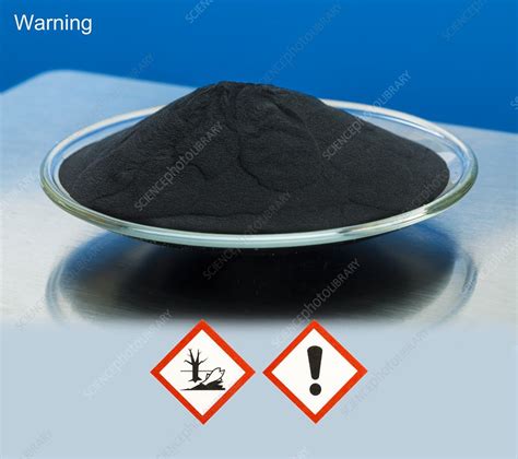 Copper II oxide with hazard pictograms - Stock Image - C048/9401 ...