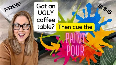 How To Do A Paint Pour Table Top | Save An UGLY Coffee Table | Stunning Statement Piece - YouTube